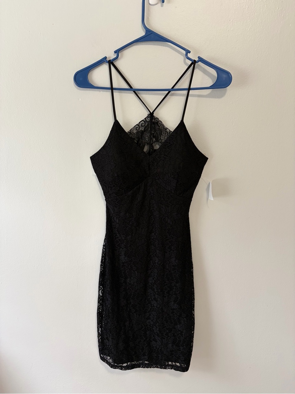 Charlotte Russe Black Whimsigoth Y2K-inspired Babydoll Lace Slip Minidress;XS